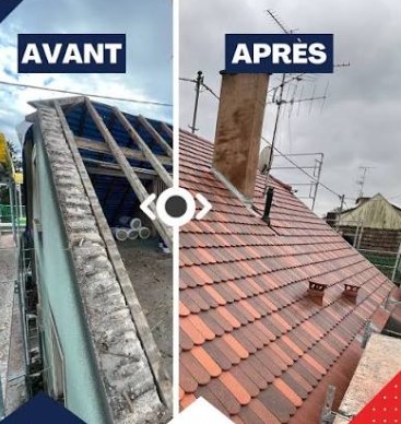 Toiture avant et après nettoyage en Seine-et-Marne